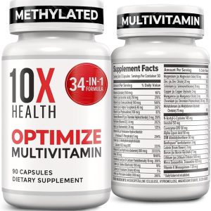 10X Health Optimize Methylated Multivitamin for Men and Women - 90 Capsules